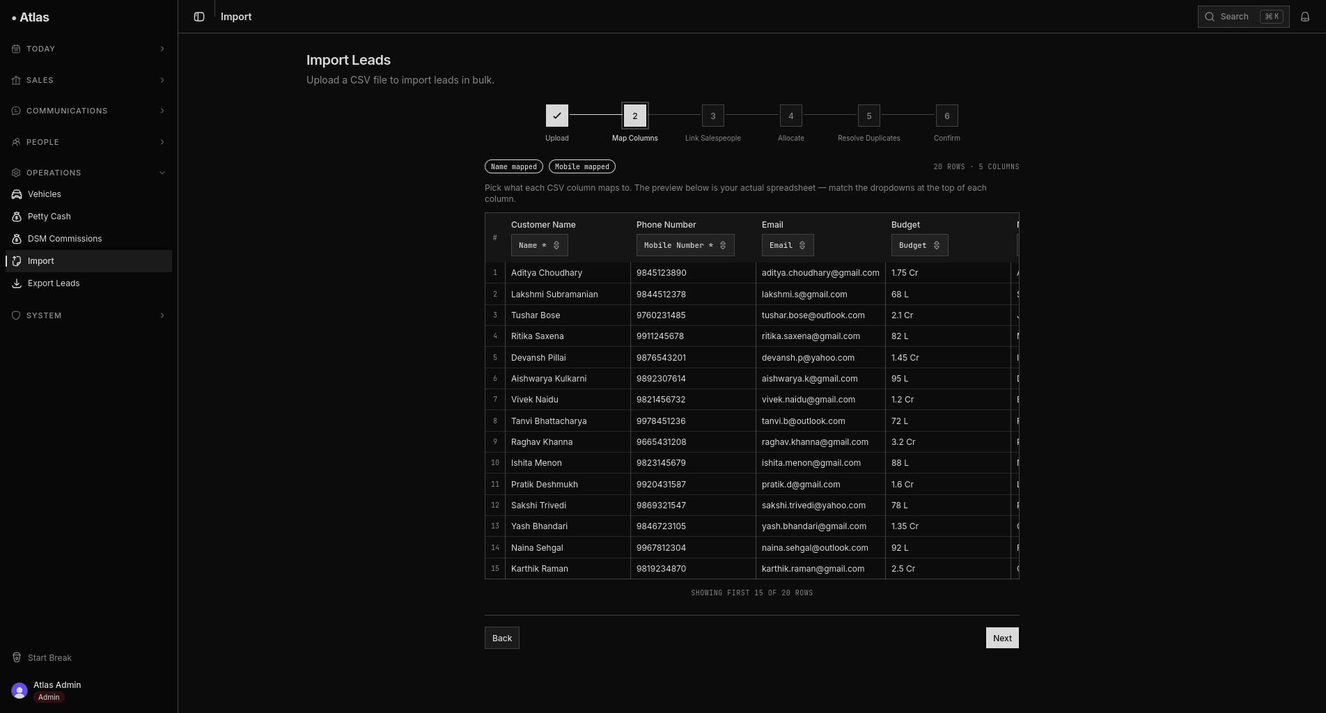 Lead import and deduplication